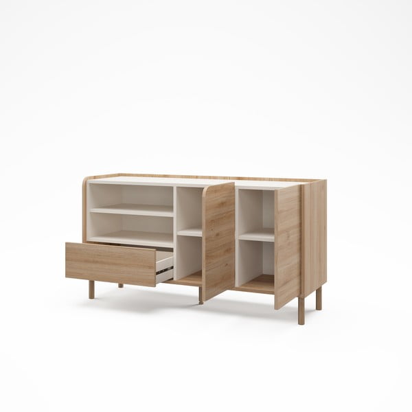 Komoda v hrastovem dekorju v naravni barvi 141x75,5x44 cm Monza – Marckeric-image-2