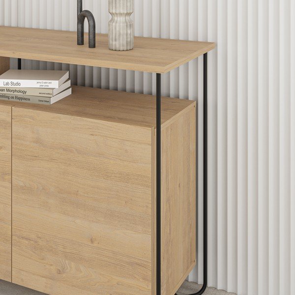 Nizka komoda v hrastovem dekorju 130x80 cm Dilly – Marckeric-image-2