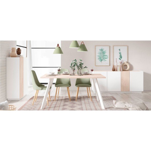 Bela/v naravni barvi komoda v hrastovem dekorju 180x78 cm Udine – Marckeric-image-1