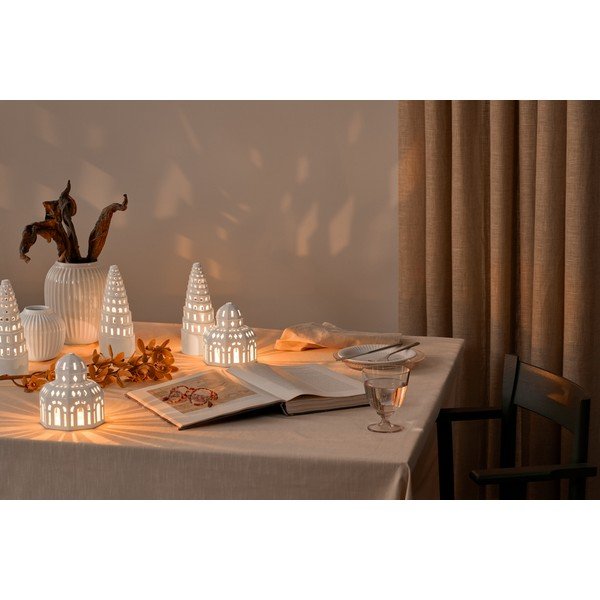 Beli keramični božični svečnik Kähler Design Lighthouse, ø 9 cm-image-1