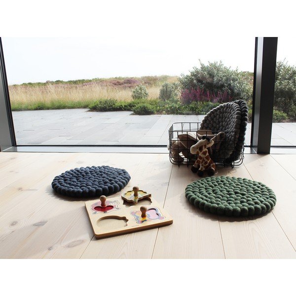 Temno modra sedežna blazina iz volnenih kroglic Wooldot Ball Chair Pad, ⌀ 30 cm-image-4