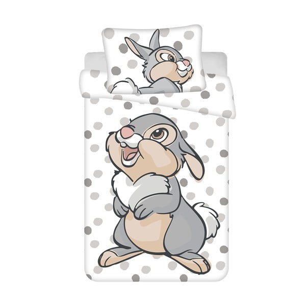 Sivo-bela bombažna otroška posteljnina za otroško posteljico 100x135 cm Thumper "Dots" – Jerry Fabrics