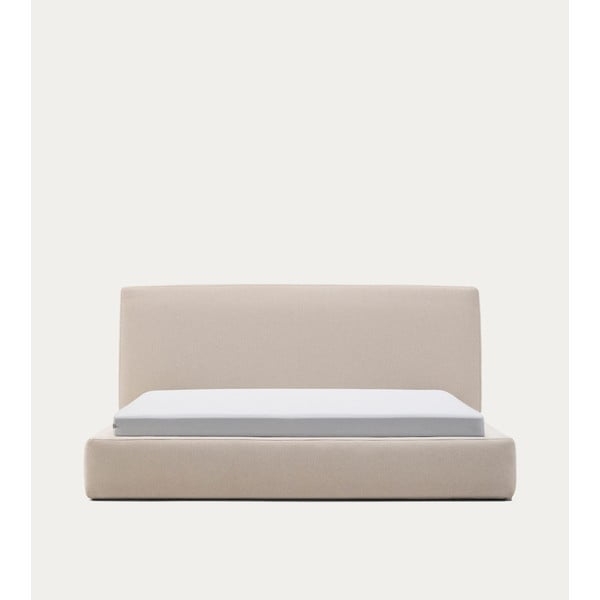 Bež oblazinjena postelja brez letvenega dna 90x200 cm Blok – Kave Home-image-3
