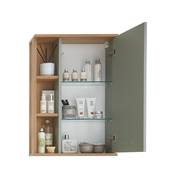 Zelena stenska kopalniška omarica iz hrastovega dekorja 51x75 cm Set 963 - Pelipal-image-3