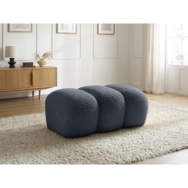 Temno siv tabure iz tkanine bouclé Hippolyte – Bobochic Paris-image-1