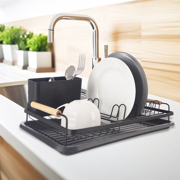 Črn kovinski odcejalnik posode 43x23,5 cm Radka – Orion-image-1