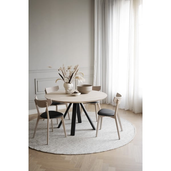 Okrogla jedilna miza s hrastovo mizno ploščo ø 130 cm Carradale – Rowico-image-4