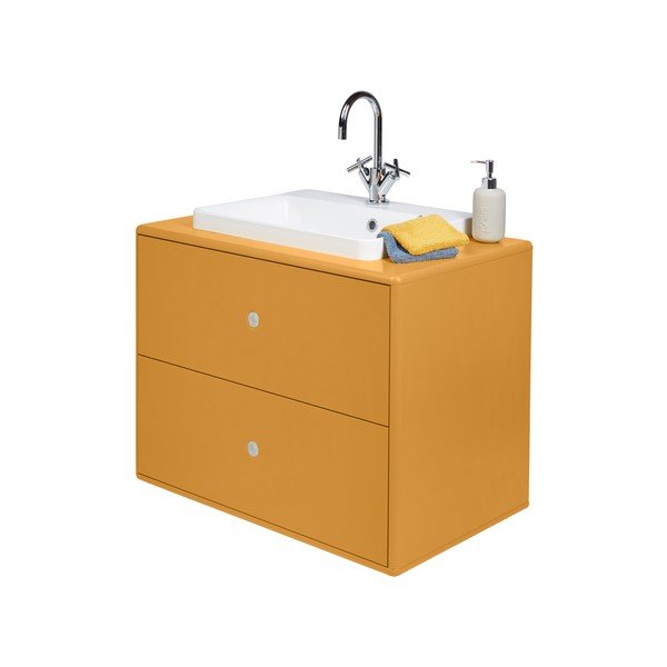 Gorčično rumena kopalniška omarica z umivalnikom brez pipe Tom Tailor Color Bath-image-4