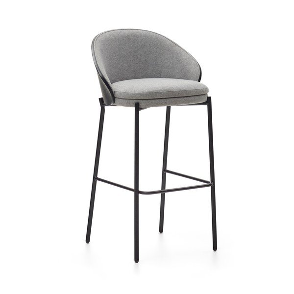 Črno-siv barski stol (višina sedeža 77 cm) Eamy – Kave Home