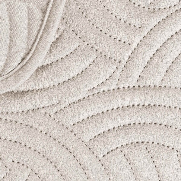 Kremno bel žameten komplet pregrinjala in prevleke za vzglavnik 240x260 cm Solange – douceur d'intérieur-image-4