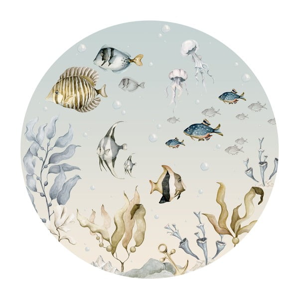 Stenska otroška nalepka 150x150 cm Sea World in a Circle – Dekornik