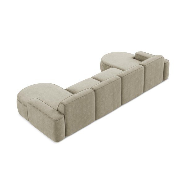 Bež kotna sedežna garnitura iz šenilje (v obliki črke "U") Omao – Makamii-image-3