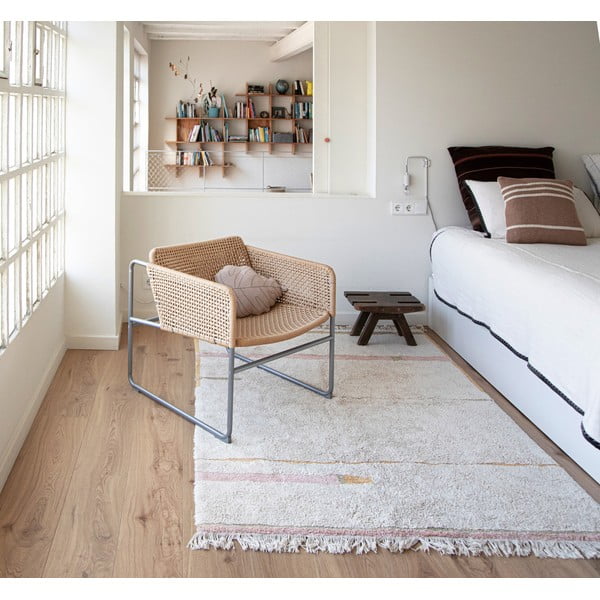 Rožnata/kremno bela pralna ročno tkana bombažna preproga 140x200 cm Lanes Vintage Nude – Lorena Canals-image-1