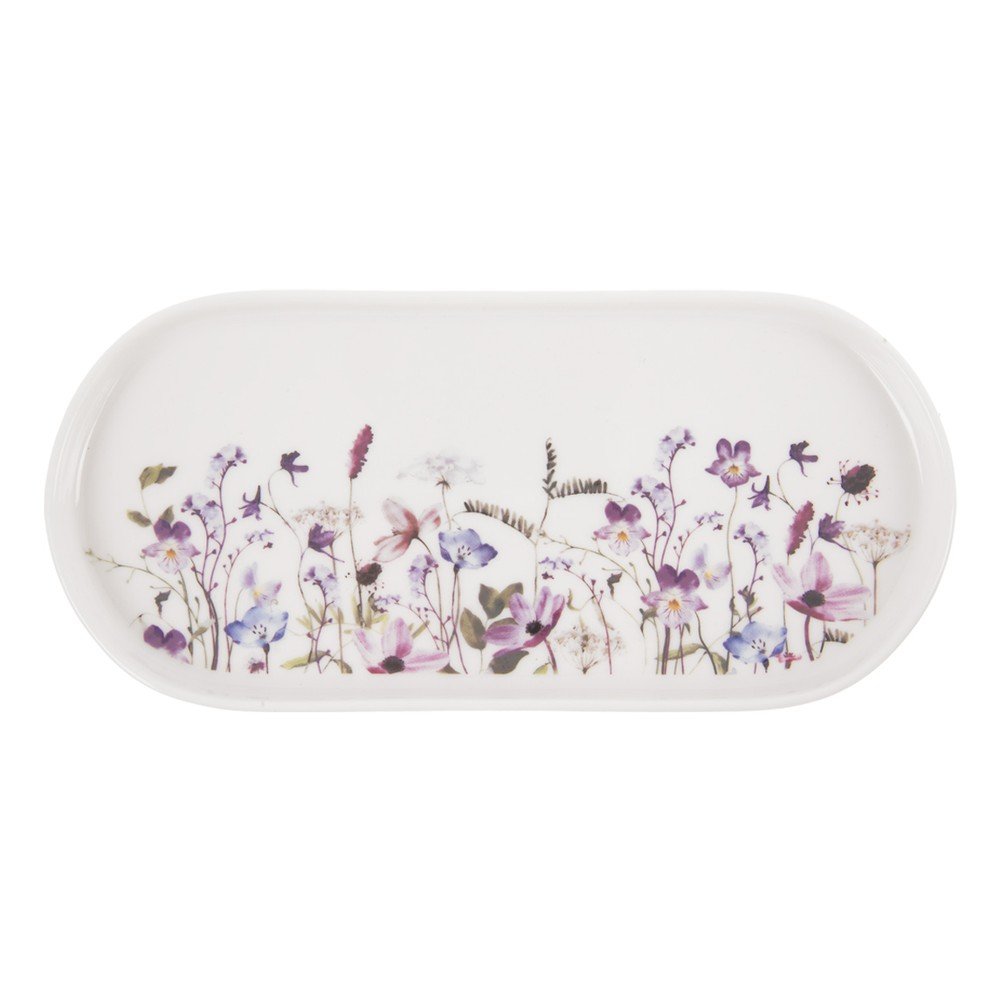 Bel/vijoličen servirni porcelanast krožnik Louka