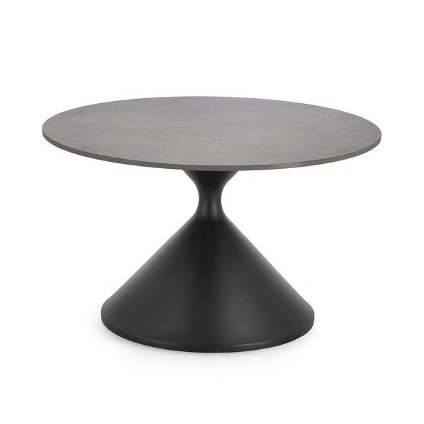 Črna okrogla klubska mizica z mizno ploščo v marmornem dekorju ø 70 cm Joona – Bizzotto