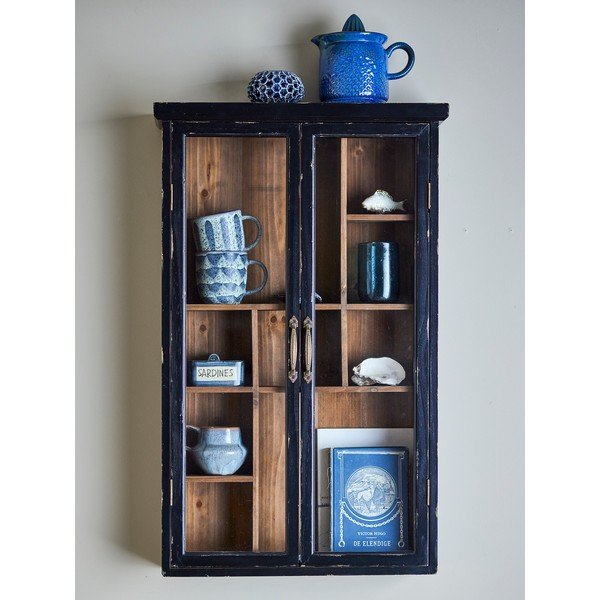 Črna stenska vitrina iz masivne jelke 50x80x14 cm Hazem – Bloomingville-image-1