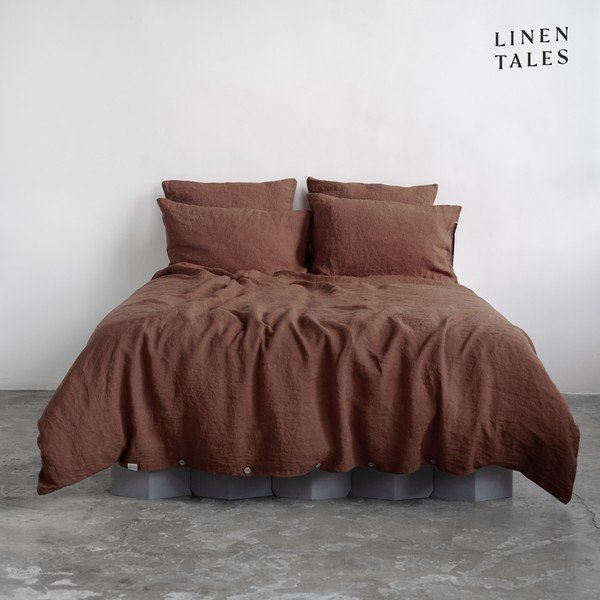 Temno rjava enojna lanena posteljnina 140x200 cm Chocolate – Linen Tales