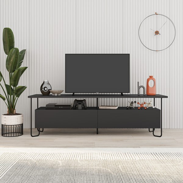Črna TV omarica 150x45 cm Dilly – Marckeric-image-3