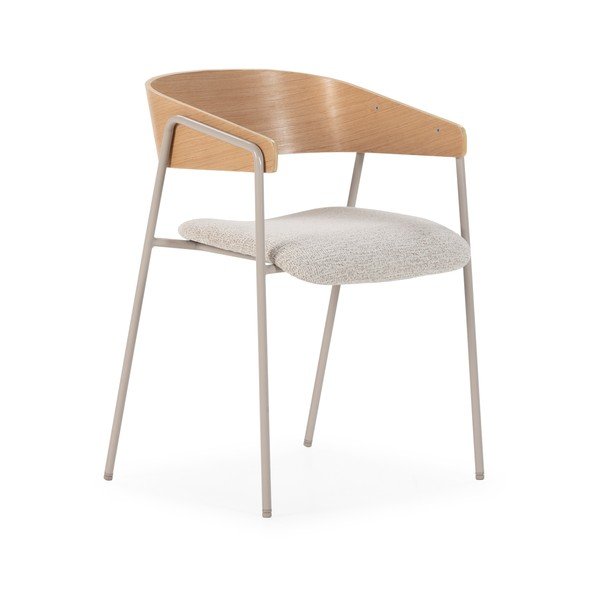 Svetlo sivi/v naravni barvi oblazinjeni jedilni stoli v kompletu z nasloni za roke 2 ks Cora – MOME