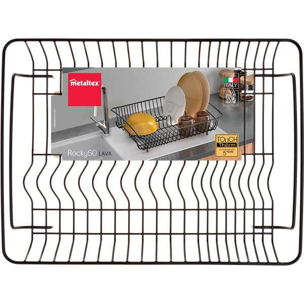Črni odcejalnik iz nerjavečega jekla Metaltex Rectangular Lava-image-2