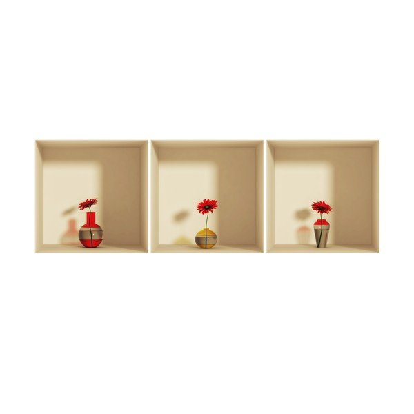 Komplet 3 nalepk s 3D učinkom Ambiance Gerberas-image-2