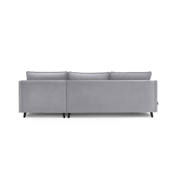 Svetlo siva žametna raztegljiva zofa Bobochic Paris Loft, levi kot-image-4