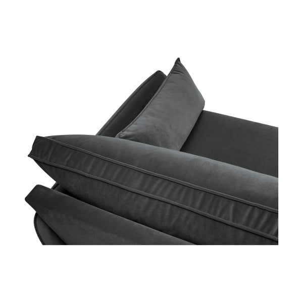 Temno siva žametna zofa s črnimi nogami Kooko Home Lento, 198 cm-image-4