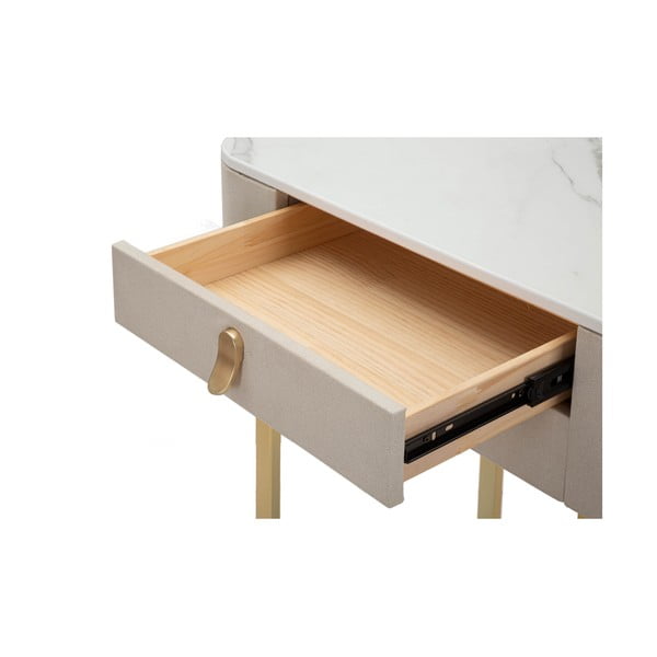 Bež/v zlati barvi stranska mizica z mizno ploščo v marmornem dekorju 40x70 cm Beauty – Mauro Ferretti-image-1