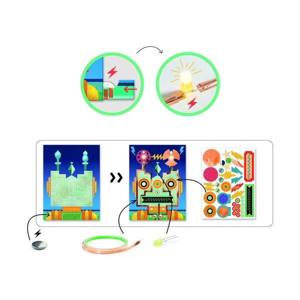 Komplet 3 svetlečih slik Djeco Roboti-image-1
