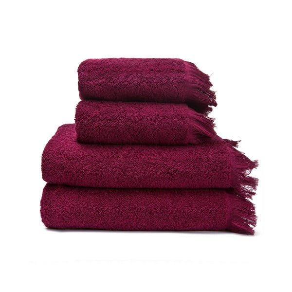 Komplet 2 rdečih brisač in 2 kopalnih brisač iz 100 % bombaža Bonami Selection, 50 x 90 + 70 x 140 cm