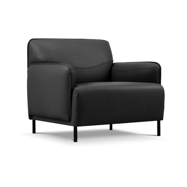 Temno siv usnjen fotelj Windsor & Co Sofas Neso