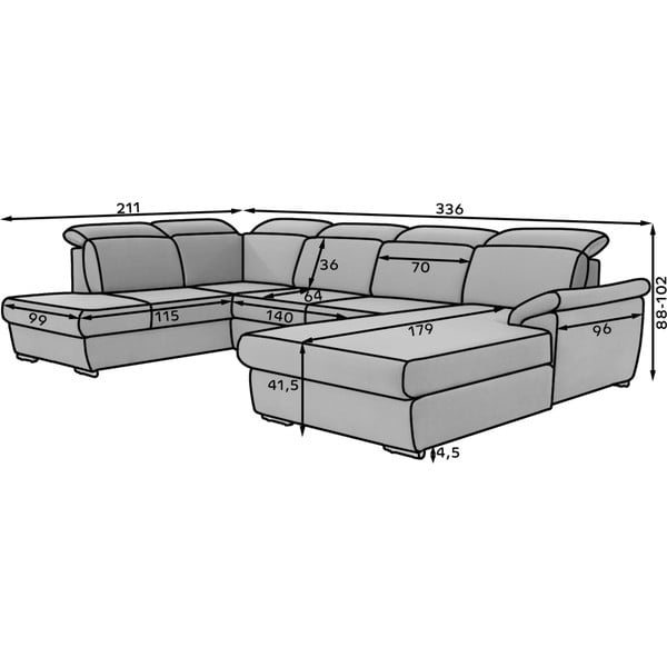 Črna raztegljiva kotna sedežna garnitura (levi kot/v obliki črke "U") Evanell – ELTAP-image-3