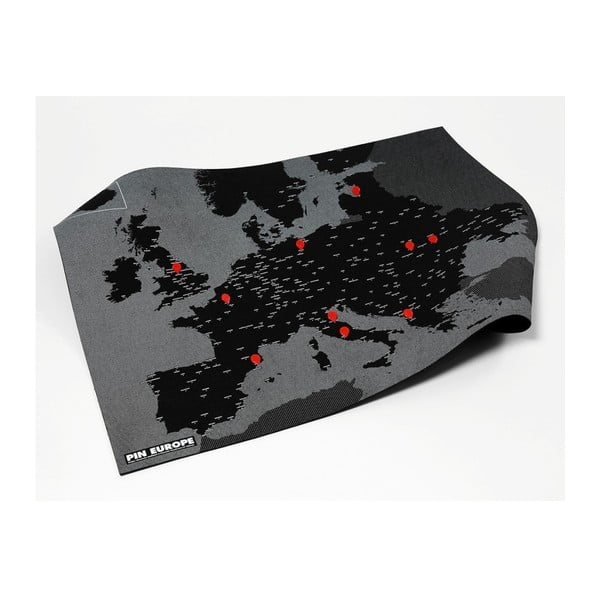 Črn stenski zemljevid Evrope Palomar Pin World, 100 x 80 cm