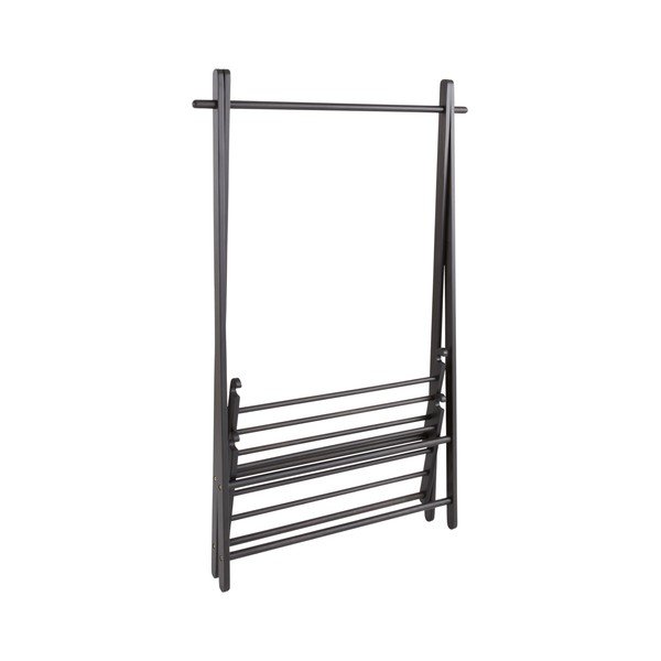 Črno stojalo za oblačila iz masivnega bora 100x150x41 cm Cole – Jotex-image-3