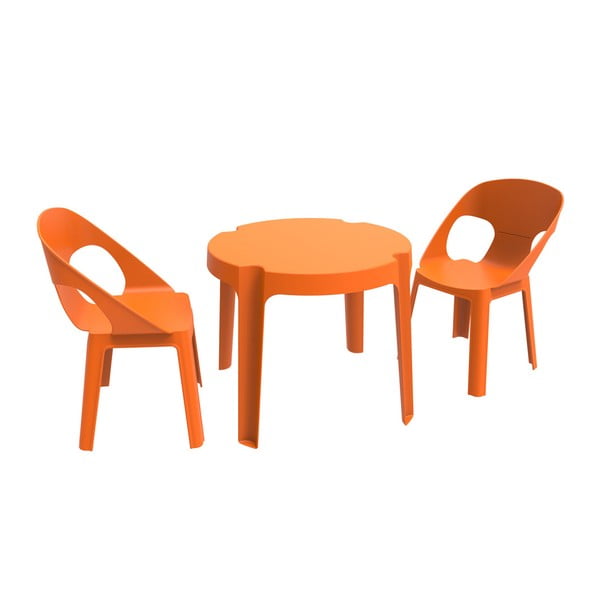 Oranžni otroški vrtni set 1 miza in 2 stola Resol Julieta