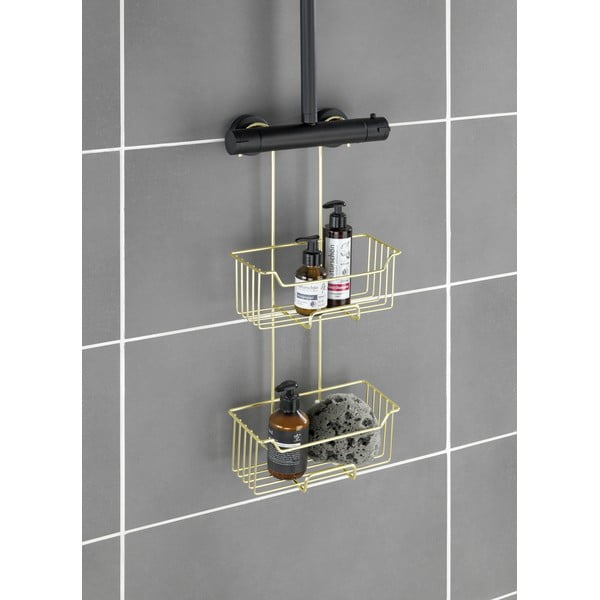 Viseča kopalniška polica iz nerjavečega jekla v zlati barvi Milo – Wenko-image-1