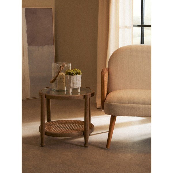 Okrogla stranska mizica s stekleno mizno ploščo ø 57 cm Cebu – Premier Housewares-image-1