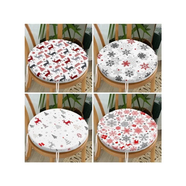 Sedežne blazine z božičnim motivom v kompletu 4 ks ø 40 cm Snowflakes – Mila Home-image-1