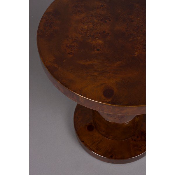 Okrogla stranska mizica v orehovem dekorju ø 46 cm Quinn – Dutchbone-image-4