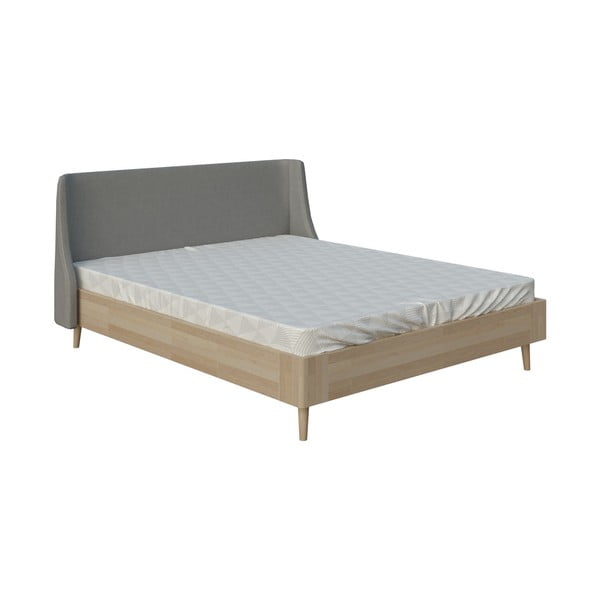Siva zakonska postelja ProSpánek Lagom Side Wood, 160 x 200 cm