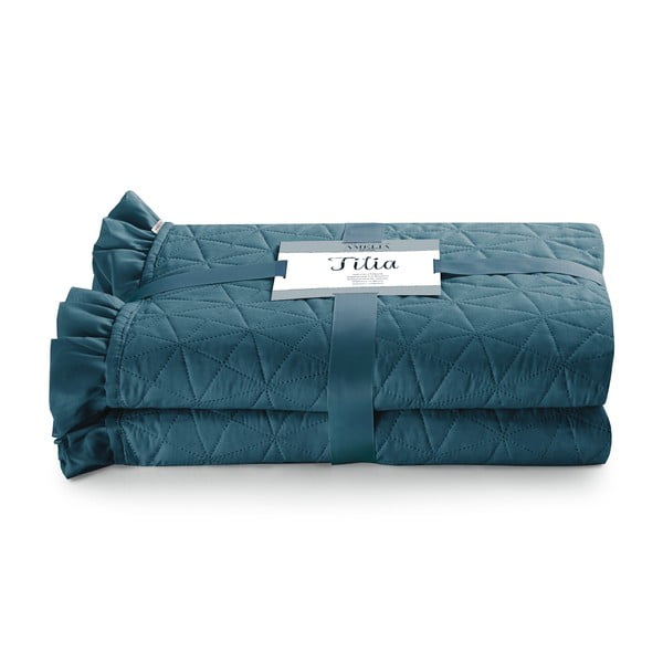 Modro pregrinjalo za posteljo AmeliaHome Tilia Marine, 260 x 240 cm-image-2