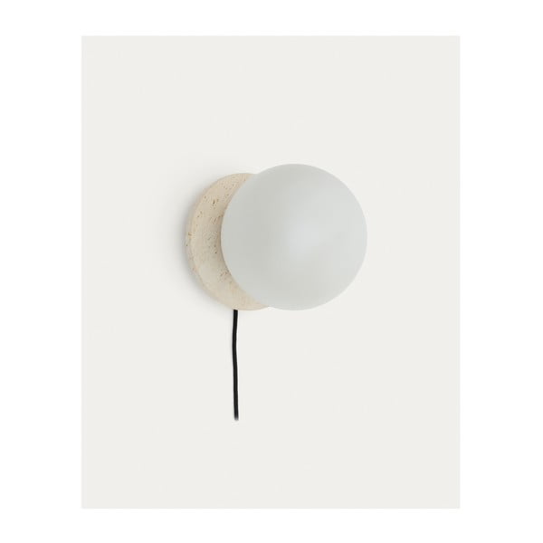 Bela/kremno bela marmorna stenska svetilka ø 20 cm Malachi – Kave Home-image-4