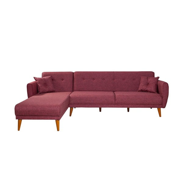 Bordo rdeča raztegljiva kotna sedežna garnitura Aria – Balcab Home