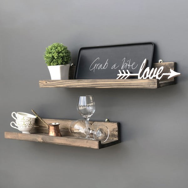 Komplet 2 lesenih stenskih polic Simple-image-4