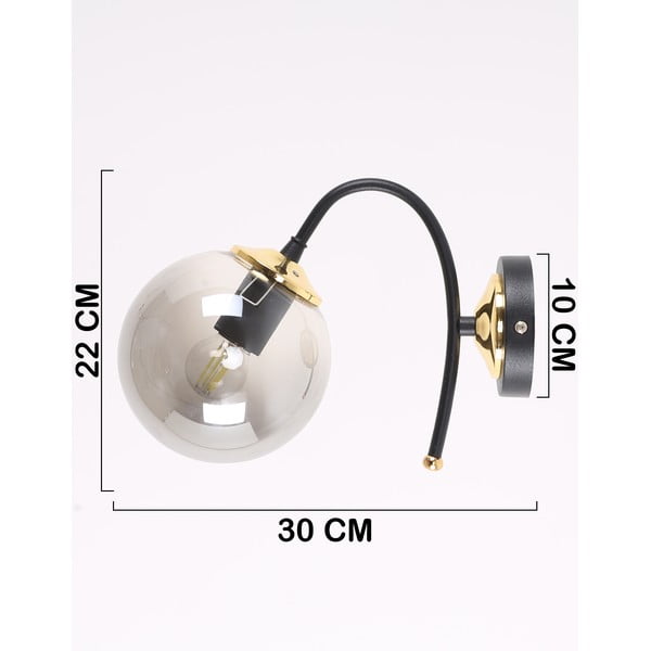 Črna/siva stenska svetilka ø 15 cm Yoyo – Squid Lighting-image-4