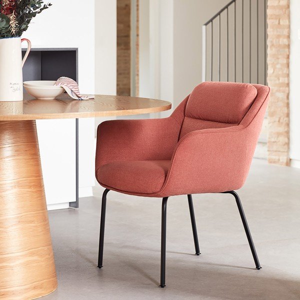 Rožnat oblazinjen jedilni stol z nasloni za roke Sadira – Teulat-image-1