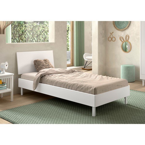 Bela postelja iz masivne bukve z letvenim dnom 90x200 cm Forrest – Vipack-image-1