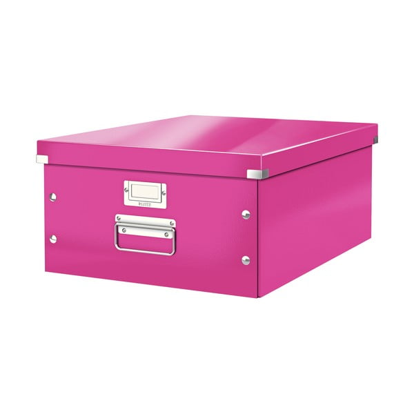 Rožnata kartonasta škatla za shranjevanje s pokrovom 37x48x20 cm Click&Store – Leitz