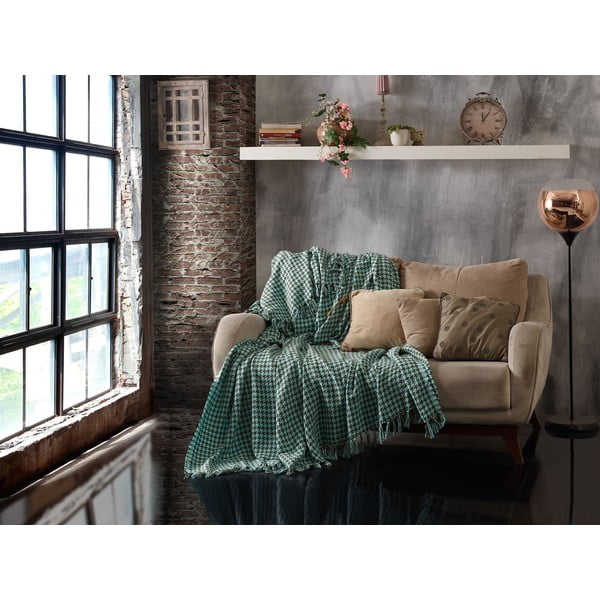 Zeleno bombažno prešito posteljno pregrinjalo EnLora Home Throw Khaki Mint, 200 x 230 cm