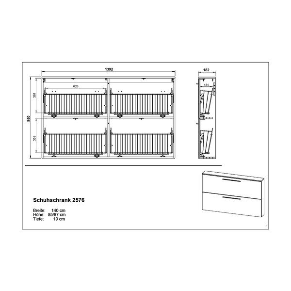 Sivo-bež stenska omarica za čevlje Utah - Germania-image-4
